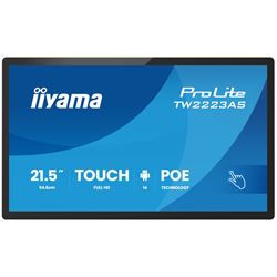 iiyama ProLite TW2223AS-B3P, 22” Full HD PCAP 10pt touch screen with Android and edge-to-edge glass, 24/7, POE, Wi-Fi connection, LAN (RJ45) and Bluetooth connectors thumbnail 0