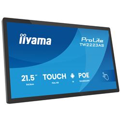 iiyama ProLite TW2223AS-B3P, 22” Full HD PCAP 10pt touch screen with Android and edge-to-edge glass, 24/7, POE, Wi-Fi connection, LAN (RJ45) and Bluetooth connectors thumbnail 1