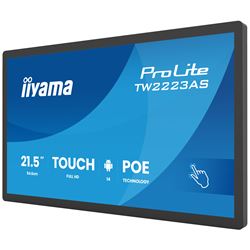 iiyama ProLite TW2223AS-B3P, 22” Full HD PCAP 10pt touch screen with Android and edge-to-edge glass, 24/7, POE, Wi-Fi connection, LAN (RJ45) and Bluetooth connectors thumbnail 3