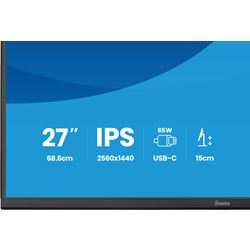 iiyama ProLite monitor XB2797QSN-B1 27" IPS, WQHD, USB-C dock and RJ45 (LAN), Ultra Slim Bezel, HDMI, Display Port, Height Adjustable.  thumbnail 12