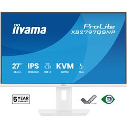 iiyama ProLite monitor XB2797QSNP-W1 27" IPS, WQHD, KVM Switch, USB-C dock and RJ45 (LAN), Ultra Slim Bezel, HDMI, Display Port, Height Adjustable.  thumbnail 0