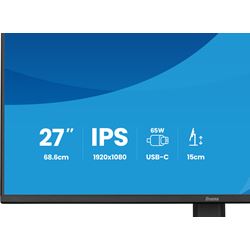 iiyama ProLite Monitor XB2797HSN-B1 27", Black, Height Adjustable, IPS Panel, USB-C connection, Daisy chain, RJ45 (LAN) thumbnail 10