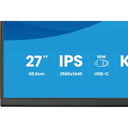 iiyama ProLite monitor XB2797QSNP-B1 27" IPS, WQHD, KVM Switch, USB-C dock with 96W pwer delivery and RJ45 (LAN), Ultra Slim Bezel, HDMI, Display Port, Height Adjustable thumbnail 3