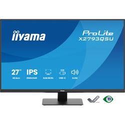 iiyama ProLite monitor X2793QSU-B1, 27" IPS, 75Hz, Black, 4-side slim bezel and QHD Res 2560×1440, HDMI, Display Port, USB Hub thumbnail 0