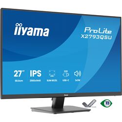 iiyama ProLite monitor X2793QSU-B1, 27" IPS, 75Hz, Black, 4-side slim bezel and QHD Res 2560×1440, HDMI, Display Port, USB Hub thumbnail 2
