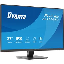 iiyama ProLite monitor X2793QSU-B1, 27" IPS, 75Hz, Black, 4-side slim bezel and QHD Res 2560×1440, HDMI, Display Port, USB Hub thumbnail 3