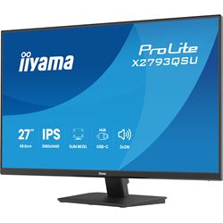 iiyama ProLite monitor X2793QSU-B1, 27" IPS, 75Hz, Black, 4-side slim bezel and QHD Res 2560×1440, HDMI, Display Port, USB Hub thumbnail 4
