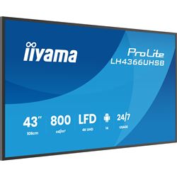 iiyama ProLite monitor LH4366UHSB-B1AG, 43"; IPS Professional Digital Signage display with 24/7, 4K UHD and 800cd high brightness, Android OS thumbnail 1