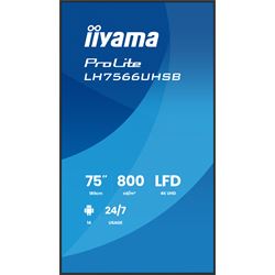 iiyama ProLite monitor LH7566UHSB-B1AG 75" Digital Signage, VA, HDMI, 4K, 24/7, Landscape/Portrait, Media Player, 800cd/m² panel for illuminating communication, Anti-Glare thumbnail 1