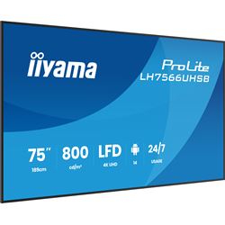 iiyama ProLite monitor LH7566UHSB-B1AG 75" Digital Signage, VA, HDMI, 4K, 24/7, Landscape/Portrait, Media Player, 800cd/m² panel for illuminating communication, Anti-Glare thumbnail 2