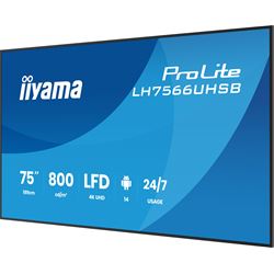 iiyama ProLite monitor LH7566UHSB-B1AG 75" Digital Signage, VA, HDMI, 4K, 24/7, Landscape/Portrait, Media Player, 800cd/m² panel for illuminating communication, Anti-Glare thumbnail 5