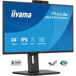 iiyama ProLite monitor XB2497HSNH-B1 24" IPS, Full HD, built-in 5MP Windows Hello camera and microphone, HDMI, Display Port, USB-C dock, Ergonomic Height Adjustable. thumbnail 3
