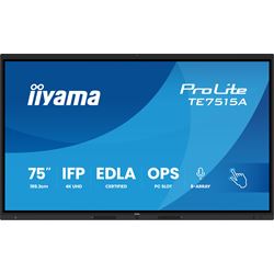 iiyama ProLite TE7515A-B2AG 75’’ Google EDLA Certified 4K Touchscreen, PIP, iiWare 21E with Android 14-EDLA, WiFi-6 with Bluetooth 5, 20W Subwoofer, with wall mount. thumbnail 0